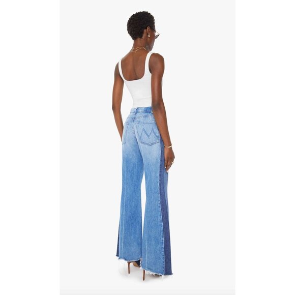 MOTHER The Tux Sidestepper Sneak Fray Wide Leg Jeans Size 31 in Double Stacked - Picture 3 of 6